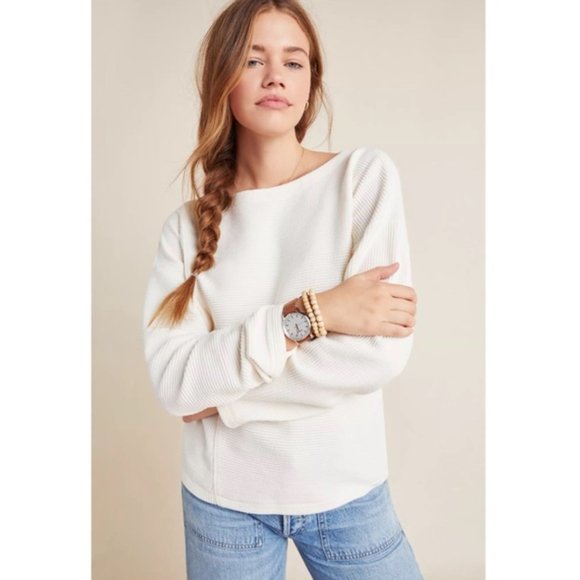 Anthropologie Ribbed Cream Sweater 